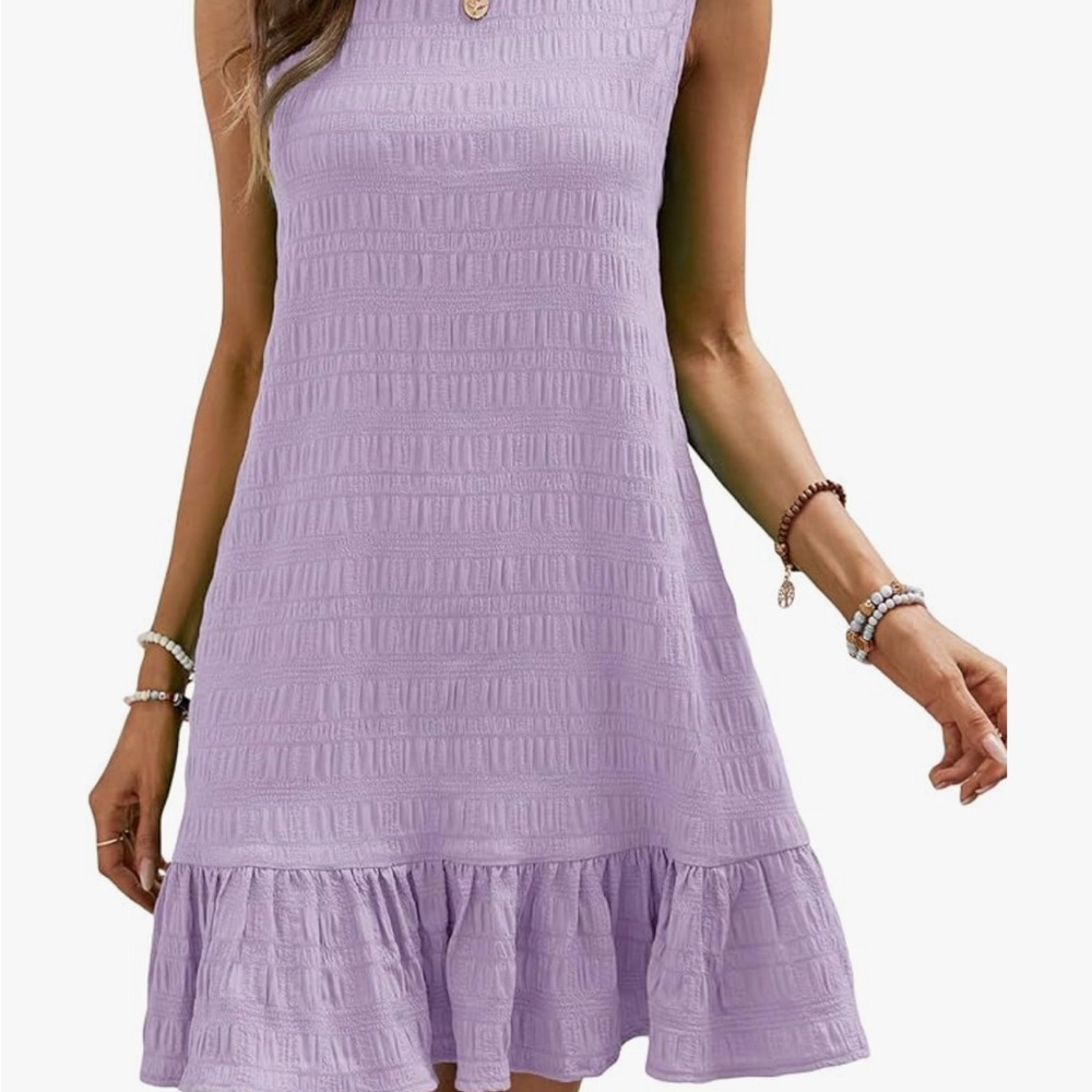 Lavender Sleeveless Ruffle Hem Dress